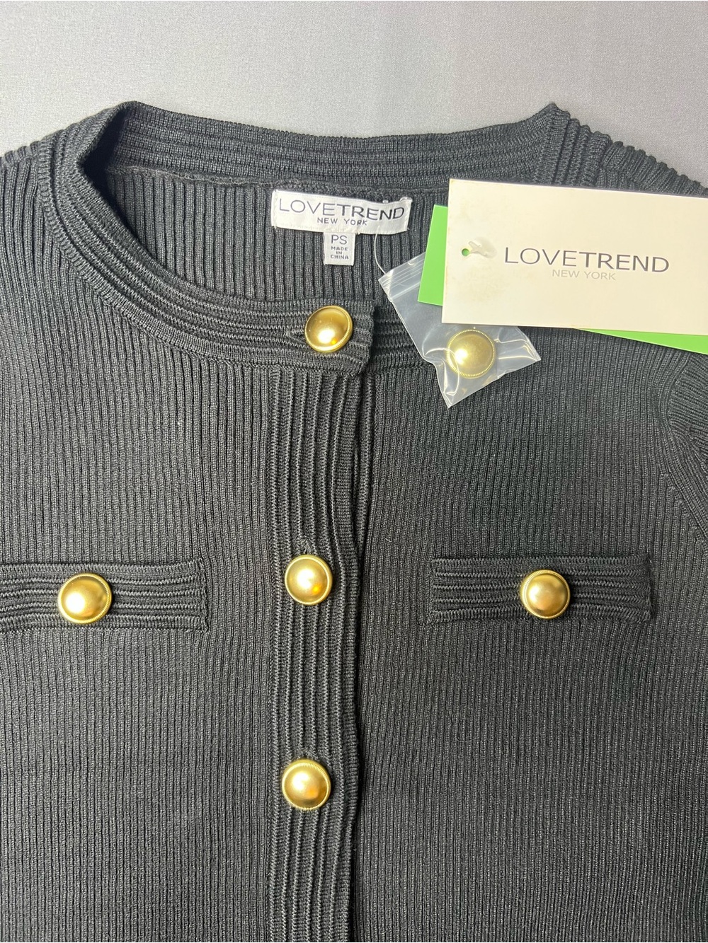 LoveTrend New York Ribbed Button-Up Cardigan – NWT | Petite Small, Gold Buttons